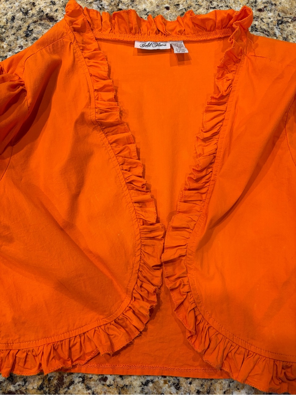Gold Flava Bold Orange Ruffle Crop Top/Shrug Plus 20